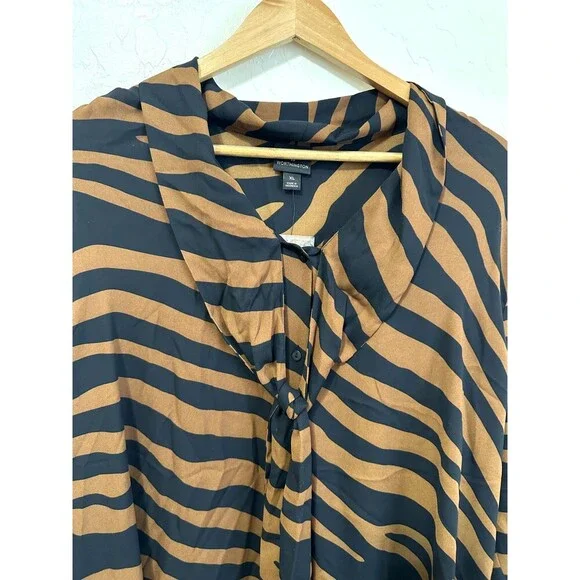Worthington Womans Animal Print Top Size XL Old Money Corporate Preppy Boho - Picture 9 of 12